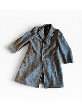 Vintage DDR East German VEB Gray Wool Blend Long Overcoat Men’s M/L